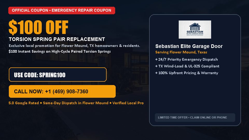Sebastian Elite Garage Door $100 OFF Dual Torsion Spring Replacement